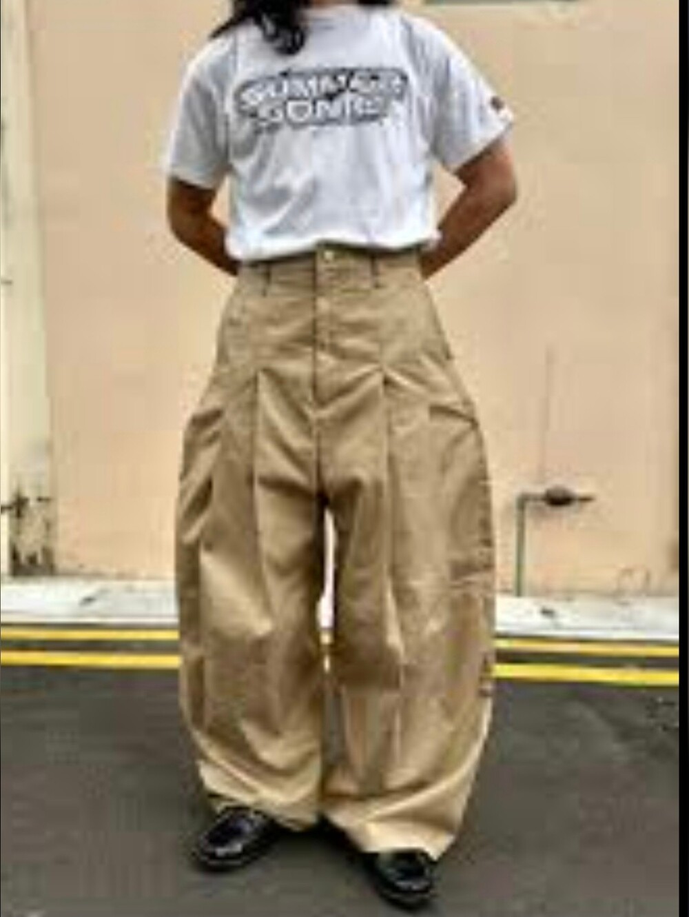 SHINYAKOZUKA Hi, BAGGY Pleated Balloon Trousers Beige XS Japanese Retro NWOT